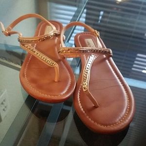 Jessica Simpson Gold Chain Flip Flop Sandals